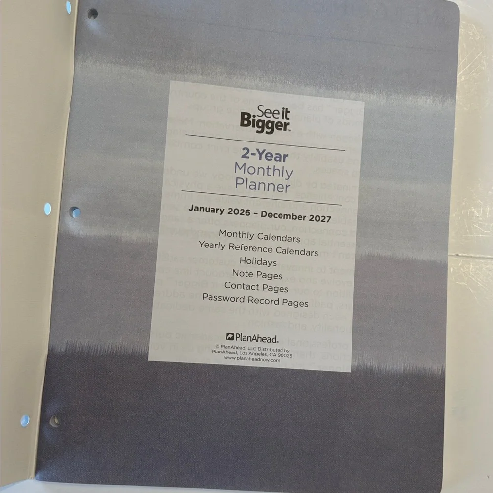 PlanAhead See it Bigger 2 Year Monthly Planner January 2026 - December 2027